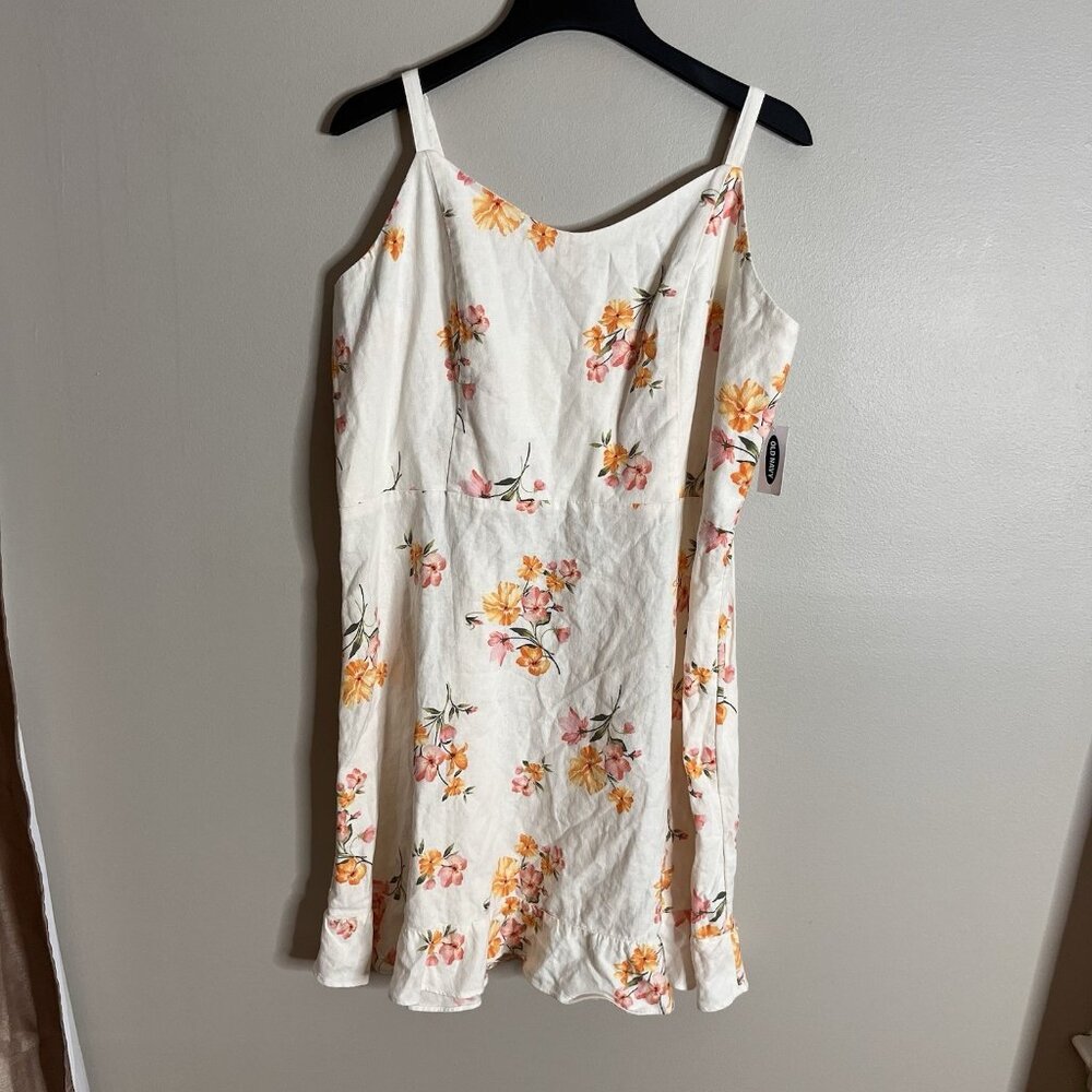 Old Navy NEW Size XL Floral Linen Blend Mini Ruffle Dress